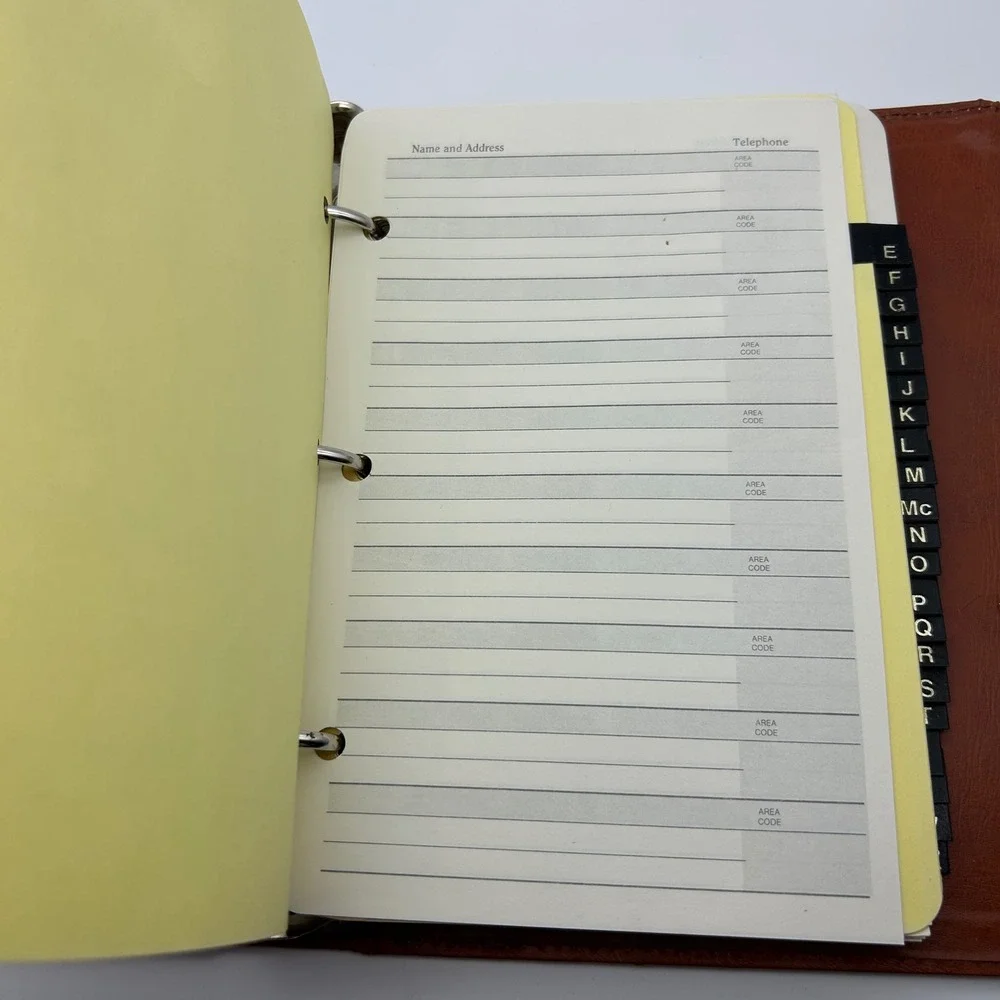 Stuart Hall Executive Brown Faux Leather 3-Ring Address Book‎ Vintage No. 8432